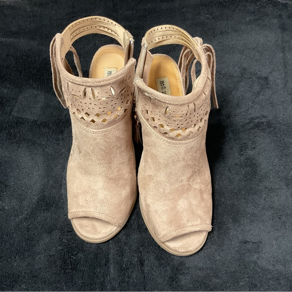 Not Rated Beige Peep-Toe Mules
